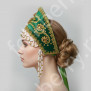 Кокошник Отрада, зеленый с золотом - фото 2