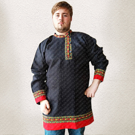 Косоворотка Добрыня, лен, черный