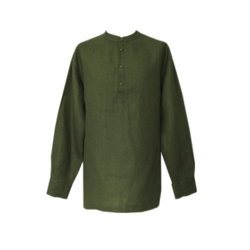Рубаха Русский Стандарт, лен, темно-зеленый- фото 1