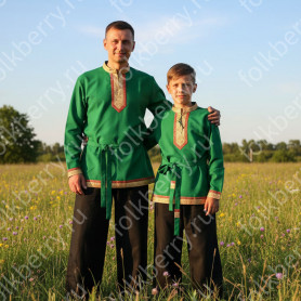 Рубаха Молодецкая, зеленый  габардин- фото 1