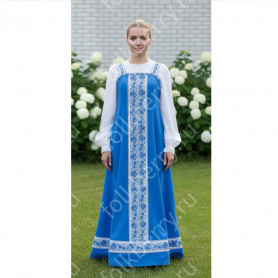 Сарафан с блузой Красна Девица в голубом цвете, габардин- фото 1